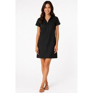 J Crew Preppy Clean Girl Cotton Mini Shift Dress Casual Vacation Black Size S